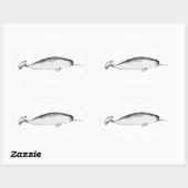 ナルワルユニコーンシーイラストレーションホエール恋人 楕円形シール (シート)