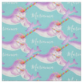 ナルワールウォーターカラーアートアクア名前をカスタムする ファブリック (見本)