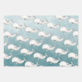 ナルワールベルーガククジラ深いブルー海 ラッピングペーパーシート (正面3)