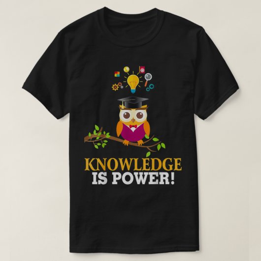 ナレッジはパワーフクロウ新学期先生Stu Tシャツ (デザイン正面)