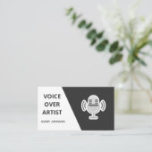 ナレーションアーティスト 黒 白 グレー クラシック クリーン 名刺 (スタンド正面)