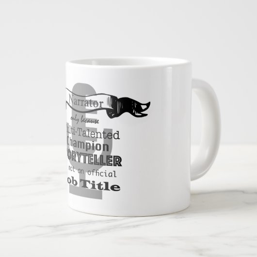 ナレーターの役職のマグカップ – 黒 ジャンボコーヒーマグカップ (正面右)