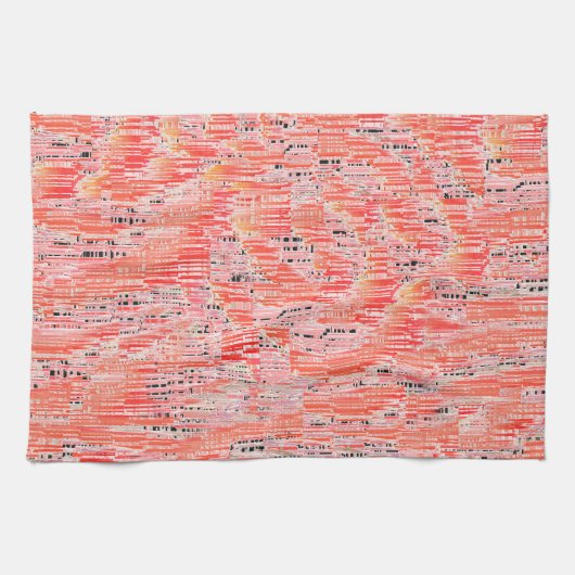 ナローサーモン及びモザイク効果 キッチンタオル (横)