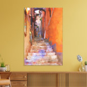 ナローステップタオルミナシチリーイタリア通り絵画ズ キャンバスプリント (インサイチュ (リビング))