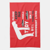 ナローボートと運河ボートア保ルの運河 キッチンタオル (縦)