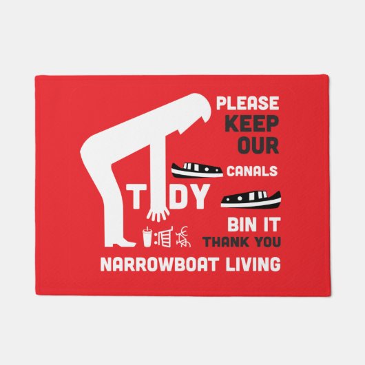 ナローボートと運河ボートア保ルの運河 ドアマット (正面)