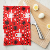 ナローボートの装飾と贈り物 キッチンタオル (四つ折り)