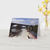 ナローボートをテーマにしたカード。あなた空白の自身のメッセージを カード (黄色い花)