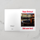 ナローボートをテーマにしたクリスマス 箔シーズンカード (外側レイダウン)