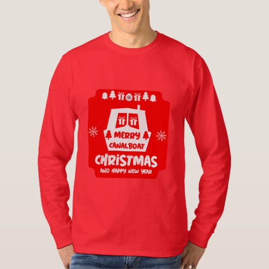ナローボートカナルクリスマスクリスマスギフト Tシャツ (正面)