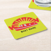 ナローボートカナルボートリビングドオーマケチェーンウッド スクエアペーパーコースター (アングル)