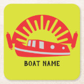 ナローボートカナルボートリビングドオーマケチェーンウッド スクエアペーパーコースター (正面)