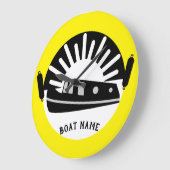 ナローボートキャナルボートリビングドアマットタンブラーTr ラージ壁時計 (傾斜)