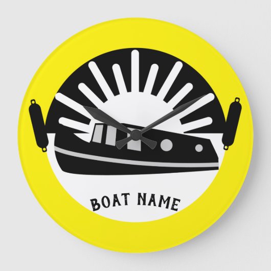 ナローボートキャナルボートリビングドアマットタンブラーTr ラージ壁時計 (正面)