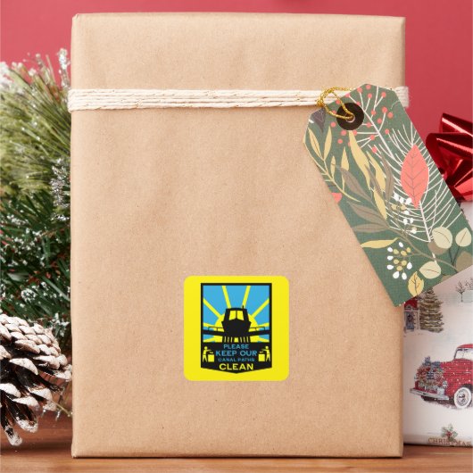 ナローボートステッカーとサイン スクエアシール (クリスマス)