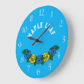 ナローボートフォークアートブルーバララージクロック ラージ壁時計 (傾斜)