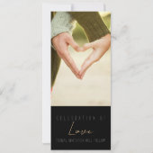 ナローミニマル 2 枚の写真の Save the Date 招待状 (裏面)