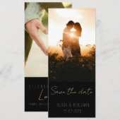 ナローミニマル 2 枚の写真の Save the Date 招待状 (正面/裏面)