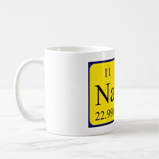 ナンの周期表の名前のマグ コーヒーマグカップ (左)