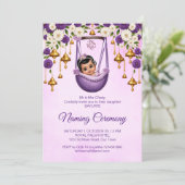 ナンカランゆりかごのセレモニーを紫に名付けるベビーガール 招待状 (スタンド正面)