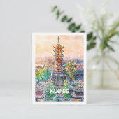 ナンキン中国有名な旅行水の色のスケッチ ポストカード (スタンド正面)
