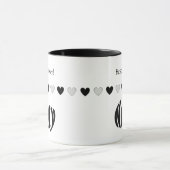 "ナンシーパーソナライズされた"名前、白黒ハート マグカップ (中央)