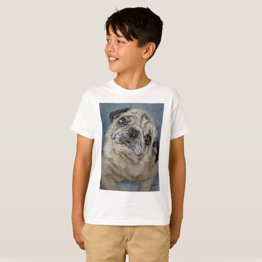 ナンシーマディーナ著Elvis Puggyのポートレート Tシャツ (正面フル)