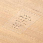 ナンシー白モダン黒結婚の アクリル招待状 (レイダウン)