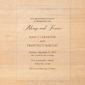 ナンシー白モダン黒結婚の アクリル招待状 (正面)