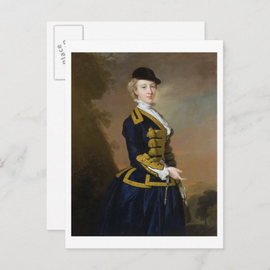 ナンシー・フォーテスキュー氏の肖像（濃紺の乗馬服を着用） ポストカード (正面/裏面)