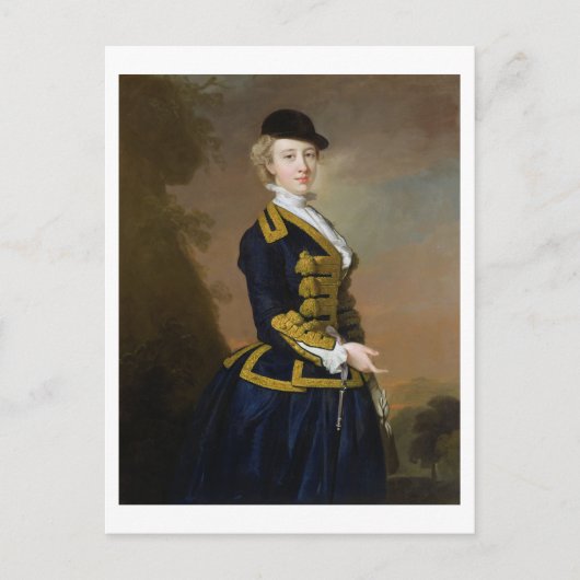 ナンシー・フォーテスキュー氏の肖像（濃紺の乗馬服を着用） ポストカード (正面)