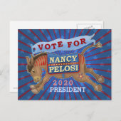 ナンシー・ペロシ大統領2020民主党議員ドンキー ポストカード (正面/裏面)