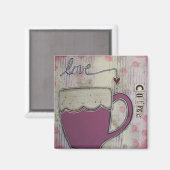 ナンシー・レフコによるアートマグネット「ラブコーヒー」 マグネット (正面/裏面)