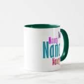 "ナンシー"名前、おもしろいとピンクカラフルブルーレタリング マグカップ (正面右)