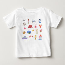 ナンタケットの夏の冒険アイコンがプリントされた幼児用Tシャツ