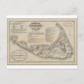 ナンタケットの歴史的地図 ポストカード (正面)