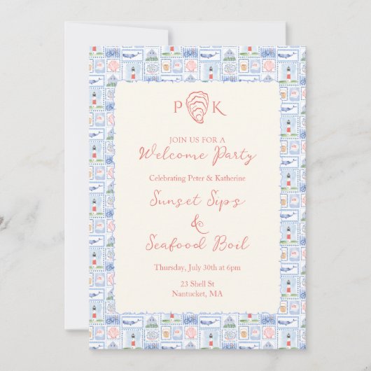 ナンタケットようこそパーティー招待状 招待状 (正面)
