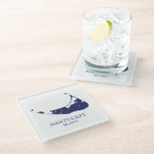 ナンタケットアイランドネイビーブルー ガラスコースター (アングル)