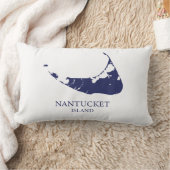 ナンタケットアイランドマップネイビーブルーランバーピロー ランバークッション (ブランケット)