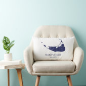 ナンタケットアイランドマップネイビーブルーランバーピロー ランバークッション (椅子)