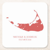 ナンタケットアイランド結婚ズナンタケットレッドスクエアパプ スクエアペーパーコースター (正面)