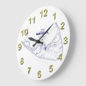 ナンタケットアイランドMAヴィンテージマップネービーブルー ラージ壁時計 (傾斜)