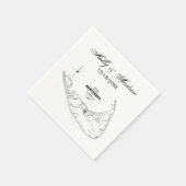 ナンタケットアイランドMAヴィンテージマップブラック スタンダードカクテルナプキン (角)