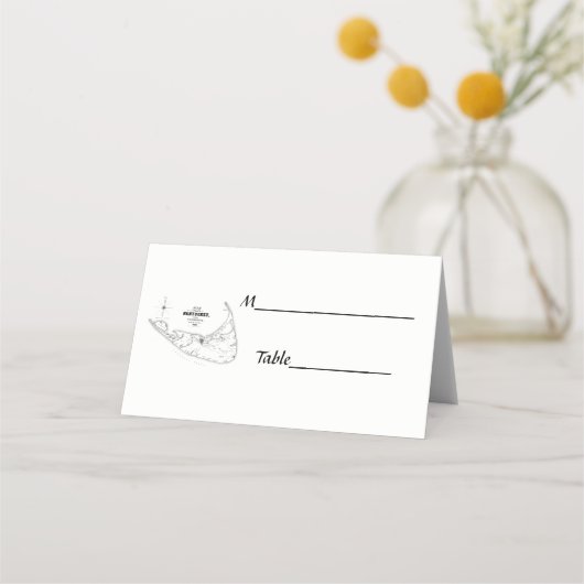 ナンタケットアイランドMAヴィンテージマップブラック プレイスカード (裏面)