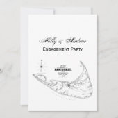 ナンタケットアイランドMAヴィンテージマップブラック 招待状 (正面)