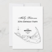 ナンタケットアイランドMAヴィンテージマップブラック 招待状 (正面)