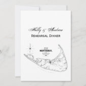 ナンタケットアイランドMAヴィンテージマップブラック 招待状 (正面)