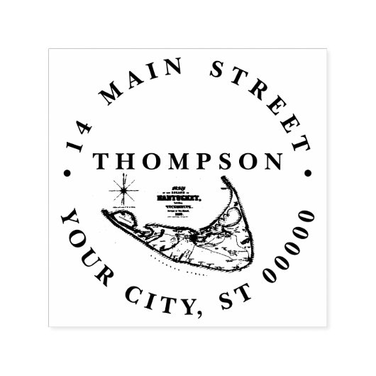 ナンタケットアイランドMAヴィンテージマップ セルフインキングスタンプ (デザイン)