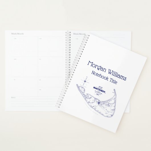 ナンタケットアイランドMAヴィンテージマップNavy Blue プランナー手帳 (ディスプレー)