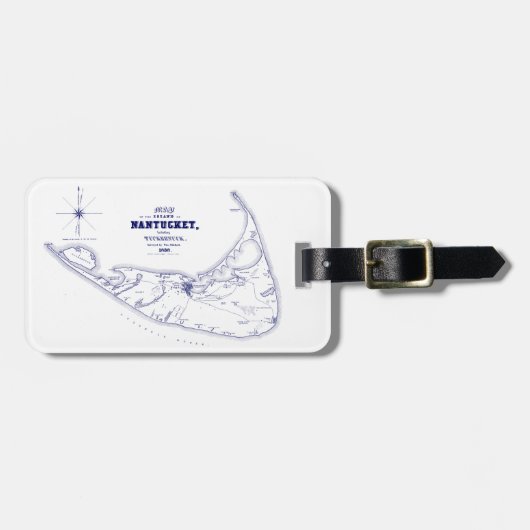 ナンタケットアイランドMAヴィンテージマップNavy Blue ラゲッジタグ (正面横)